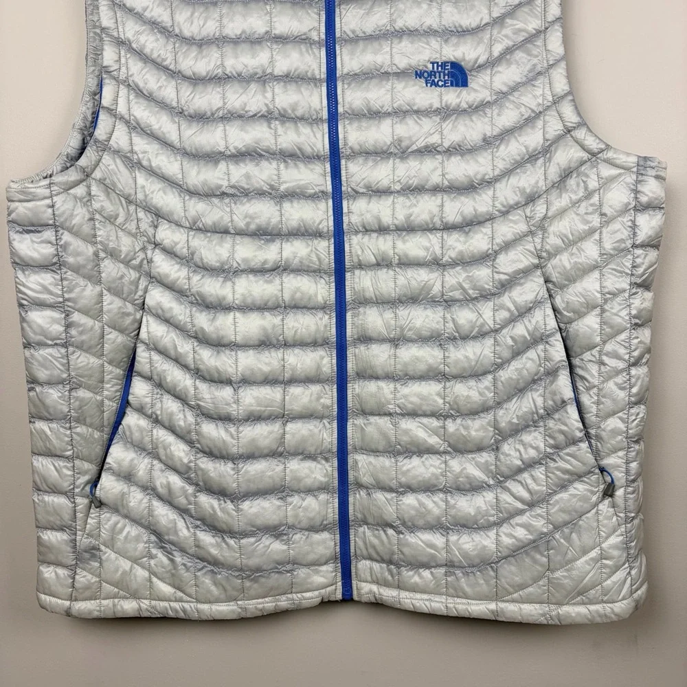 The North Face ThermoBall Vest Mens XXL Gray Blue Full Zip Lightweight‎ Puffer